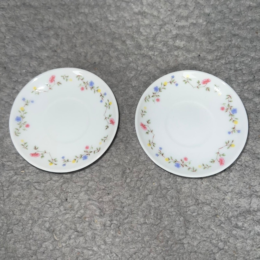 VTG Lot of 2 American Girl Doll Porcelain Floral Saucer Doll Tea Party Dishware